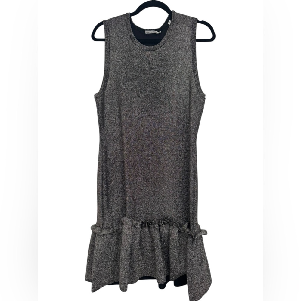 A.L.C $595 Retail Kilmer Crewneck Sleeveless Metallic Knit Dress, Size Large - Picture 7 of 13